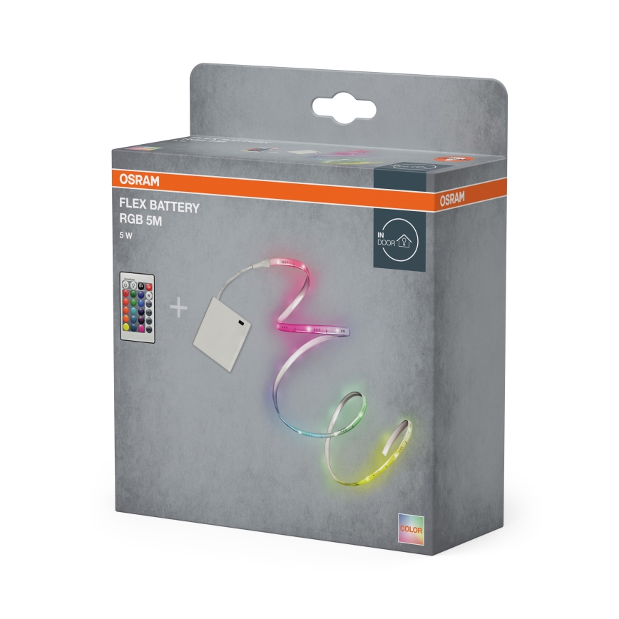 Osram - Dimbare RGB-LED-strip FLEX BATTERY 5m LED/5W/4xAA + afstandsbediening