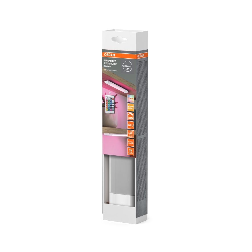 Osram - LED RGBW dimbaar onderbouwarmatuur met bewegingssensor LINEAR EDGE LED/4W/230V 30 cm wit + afstandsbediening