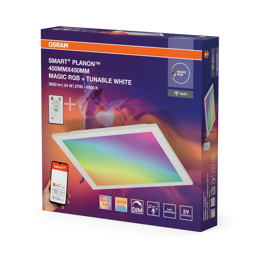 Osram - LED RGBW dimbare plafondlamp SMART+ MAGIC LED/24W/230V 2700-6500K 45x45 cm Wi-Fi + afstandsbediening