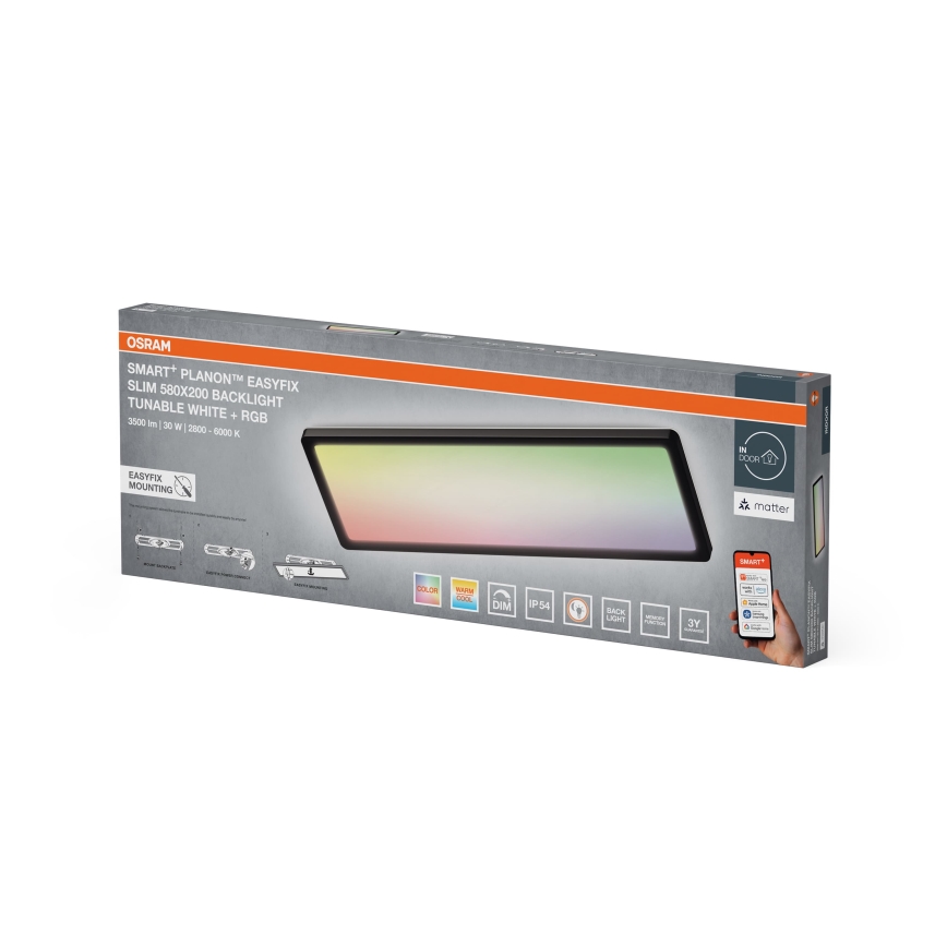 Osram - LED RGBW Dimbare plafondlamp SMART+ PLANON LED/30W/230V 2800-6500K 58x20 cm Wi-Fi IP54 zwart