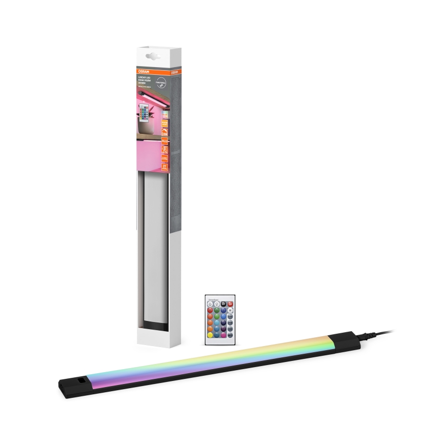 Osram - LED RGBW dimbaar onderbouwarmatuur met bewegingssensor LINEAR EDGE LED/8W/230V 50 cm zwart + afstandsbediening