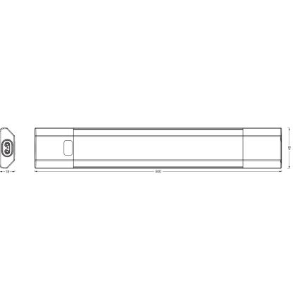 Osram - LED RGBW dimbaar onderbouwarmatuur met bewegingssensor LINEAR EDGE LED/8W/230V 50 cm zwart + afstandsbediening