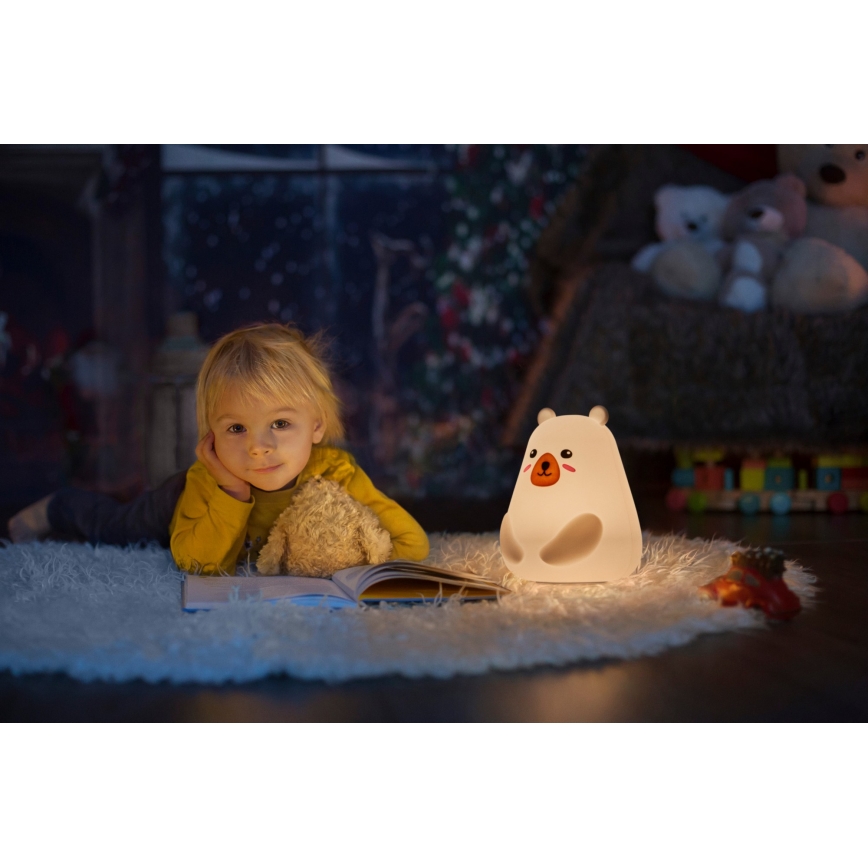Osram - LED RGBW Dimbare kindernachtlamp met touchbediening NIGHTLUX BEAR LED/0,7W/3,7V 1200 mAh wit