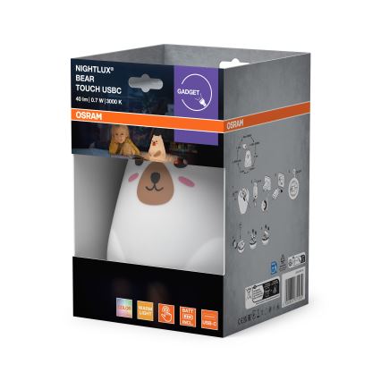 Osram - LED RGBW Dimbare kindernachtlamp met touchbediening NIGHTLUX BEAR LED/0,7W/3,7V 1200 mAh wit