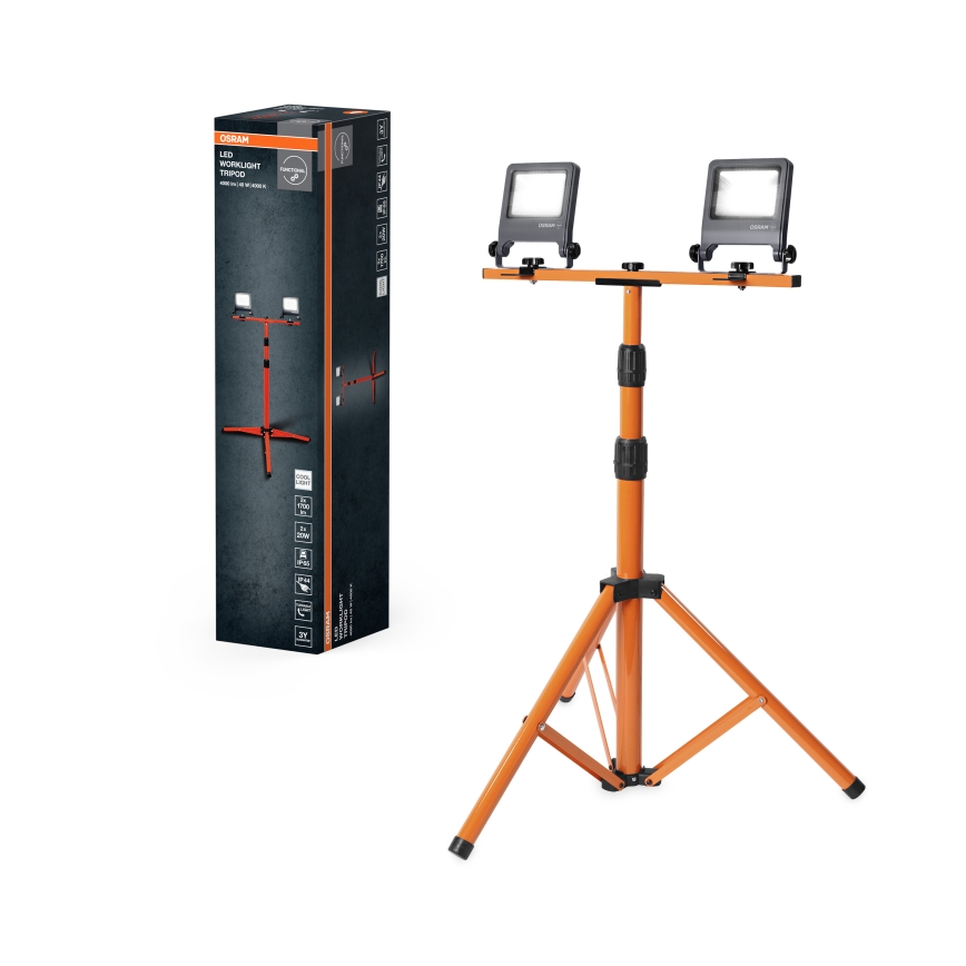 Osram - LED-schijnwerper met houder TRIPOD 2xLED/20W/230V 4000K IP65 oranje/antraciet