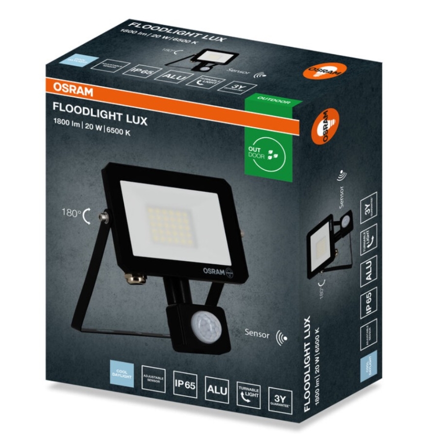 Osram - LED-schijnwerper met sensor FLOODLIGHT LED/20W/230V 6500K IP65