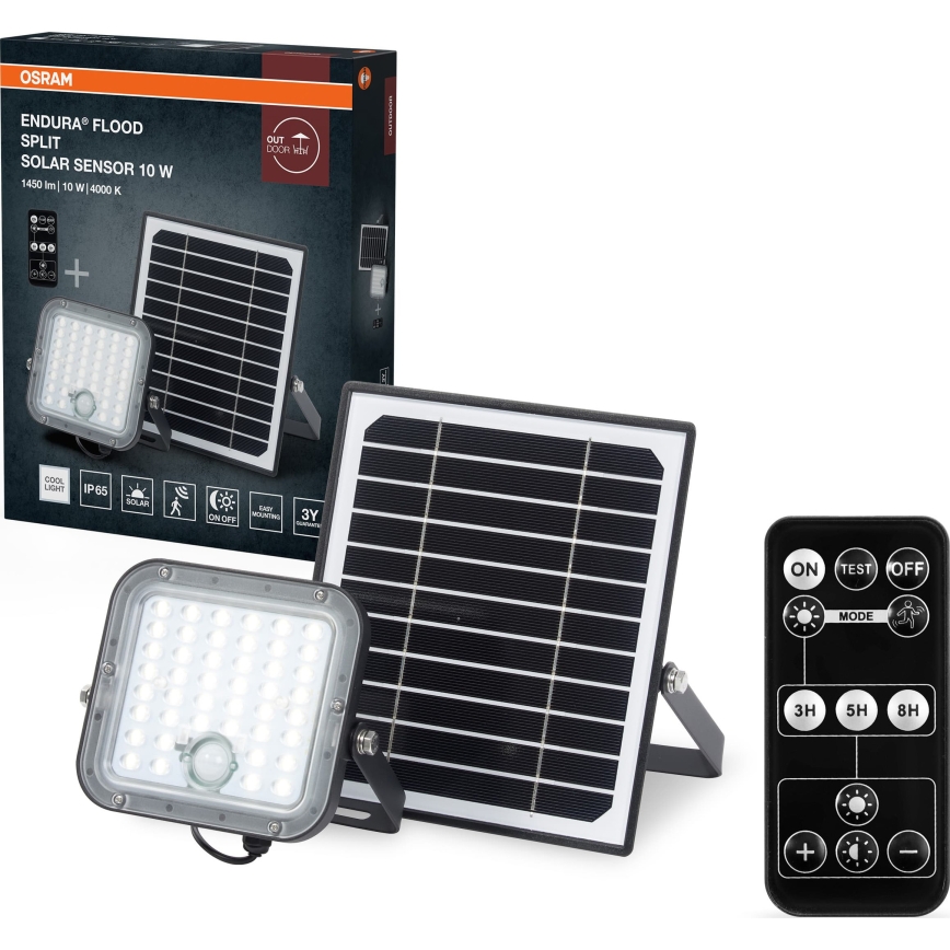 Osram - Dimbare LED-zonne-schijnwerper met sensor ENDURA LED/10W/4,2V 4000K IP65 zwart + afstandsbediening