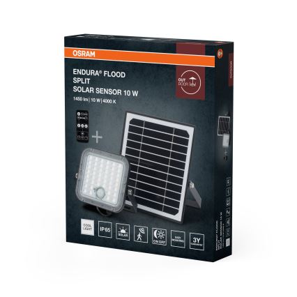 Osram - Dimbare LED-zonne-schijnwerper met sensor ENDURA LED/10W/4,2V 4000K IP65 zwart + afstandsbediening
