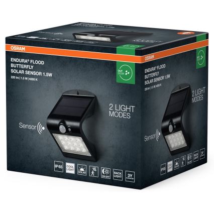 Osram - LED 44 / 5.000 Solar wandlamp met bewegings- en schemersensor VLINDER LED/1,5W/3,7V 1200 mAh IP65