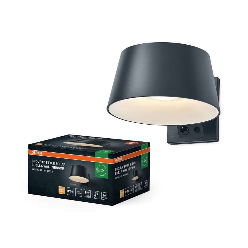 Osram - LED zonnewandlamp met sensor ENDURA STYLE LED/10,1W/4,2V 2000 mAh IP54 antraciet