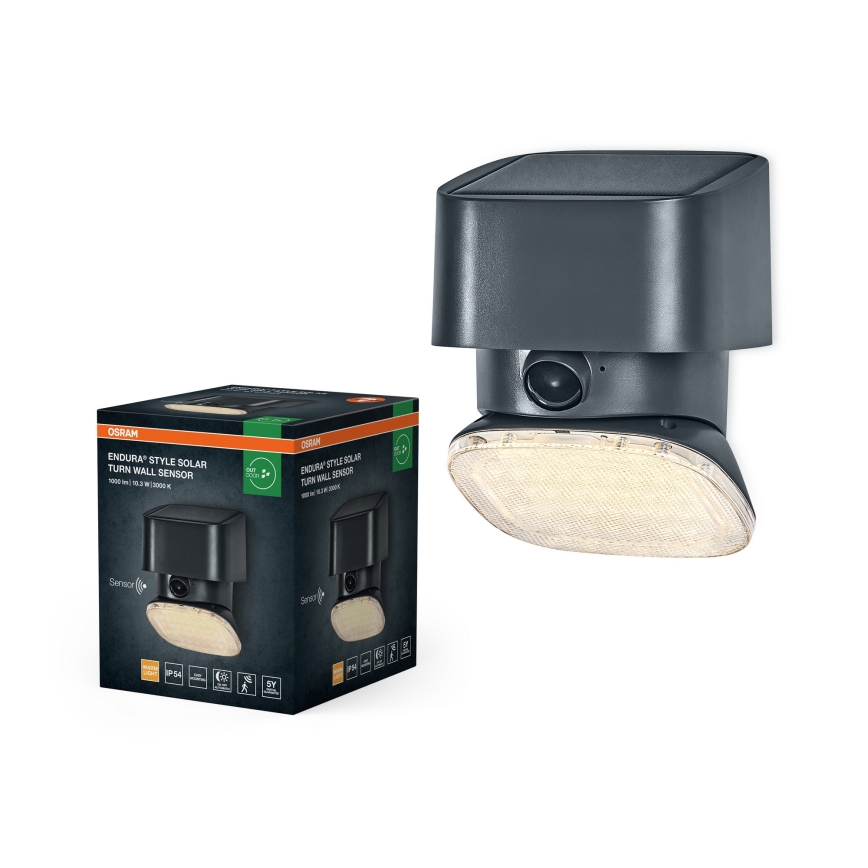 Osram - LED zonne-wandlamp met sensor ENDURA STYLE LED/10,3W/4,2V 2000 mAh IP54 antraciet