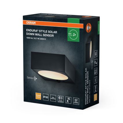 Osram - Dimbare zonne-LED muurlamp met sensor ENDURA STYLE LED/10,7W/4,2V 2000 mAh IP65 antraciet