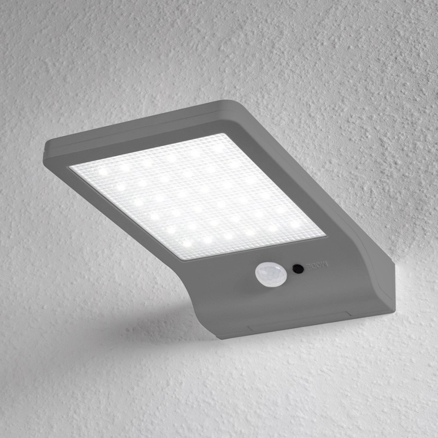 Osram - LED zonne-wandlamp met sensor DOORLED LED/3W/3,3V 2000 mAh IP44 zilver