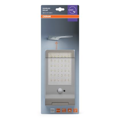 Osram - LED zonne-wandlamp met sensor DOORLED LED/3W/3,3V 2000 mAh IP44 zilver