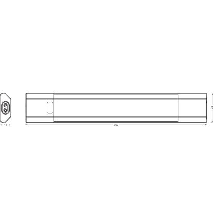 Osram - LINEAR EDGE LED dimbare onderbouwlamp met bewegingssensor, 4W, 230V, 3000/4000/6500K, 30 cm, zwart