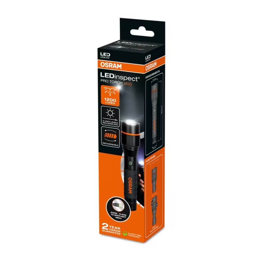 Osram - LED-dimbare oplaadbare zaklamp LEDINSPECT PRO TORCH 1200 LED/13W/3,6V 4000 mAh IP44