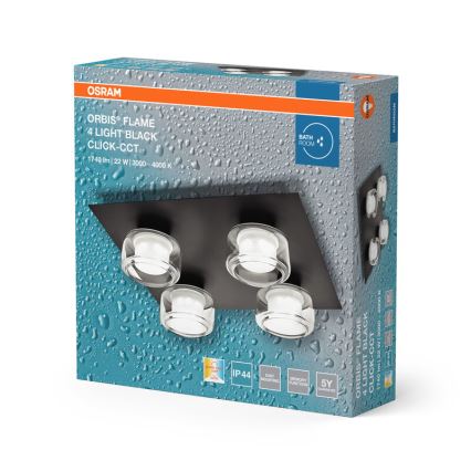 Osram - LED badkamerplafondlamp ORBIS FLAME 4xLED/5,5W/230V 3000/4000K IP44 zwart