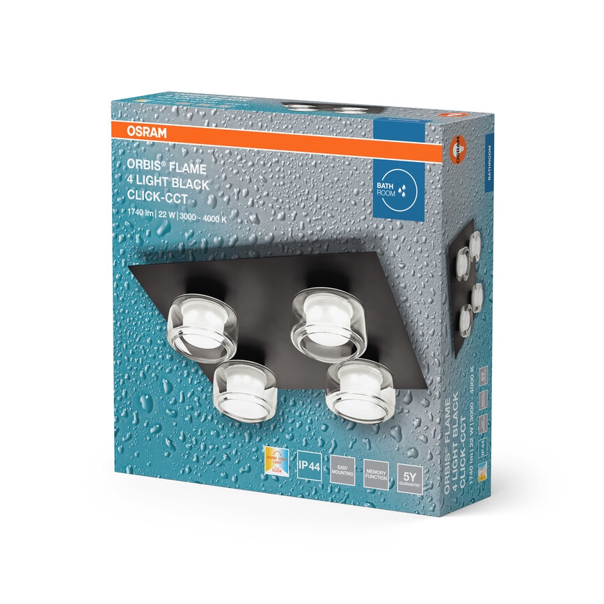 Osram - LED badkamerplafondlamp ORBIS FLAME 4xLED/5,5W/230V 3000/4000K IP44 zwart