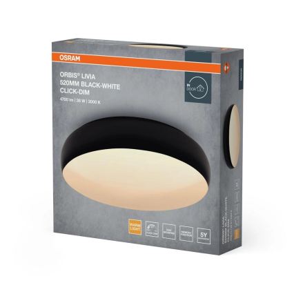 Osram - dimbare LED-plafondlamp ORBIS LIVIA LED/36W/230V Ø 52 cm zwart/wit