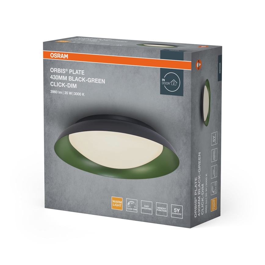 Osram - dimbare LED-plafondlamp ORBIS PLATE LED/35W/230V Ø 43 cm groen/zwart