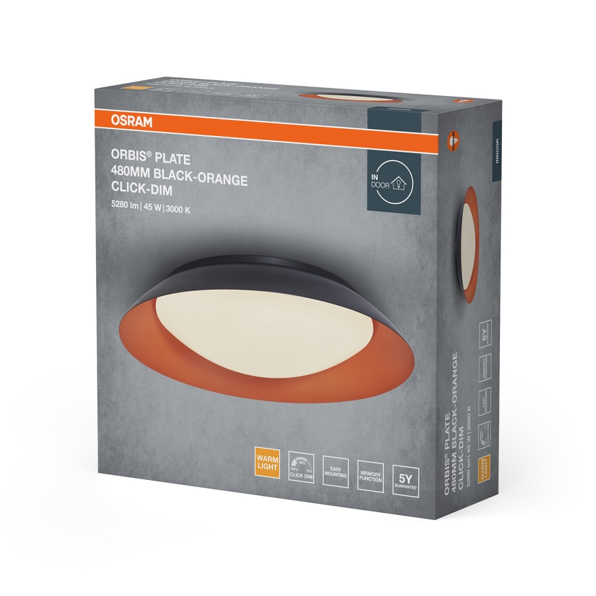 Osram - Dimbare LED-plafondlamp ORBIS PLATE LED/45W/230V Ø 48 cm oranje/zwart