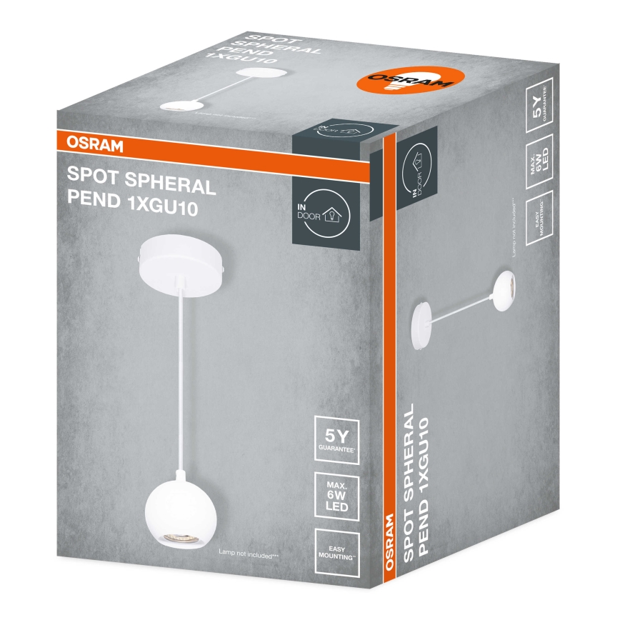 Osram - Pendellamp met kabel SPOT SPHERAL 1xGU10/6W/230V wit