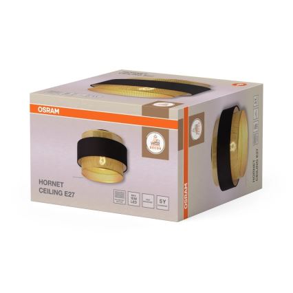 Osram - Plafondlamp DECOR HORNET 1xE27/10W/230V Ø 30 cm zwart/goud