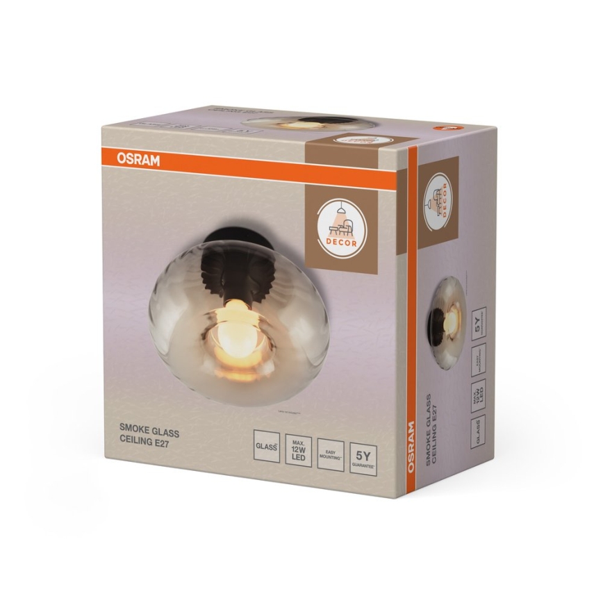 Osram - Plafondlamp DECOR SMOKE 1xE27/12W/230V Ø 28 cm zwart/rookgrijs