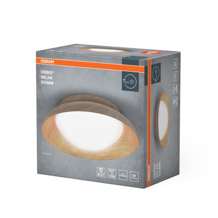 Osram - Plafondlamp ORBIS MILAN 2xE27/10W/230V Ø 30,5 cm houtdecor