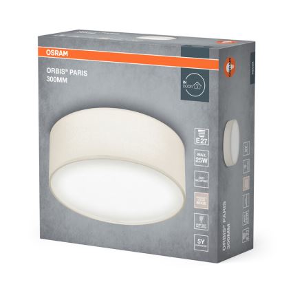 Osram - Plafondlamp ORBIS PARIS 1xE27/25W/230V diam. 30 cm crèmekleurig