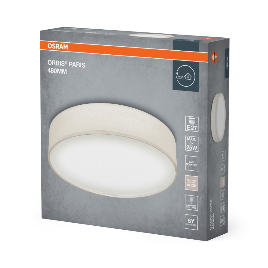 Osram - Plafondlamp ORBIS PARIS 3xE27/25W/230V Ø 48 cm crème