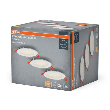 Osram - Set van 3 LED-inbouwspots SPOT LED/8W/230V 3000K Ø 12 cm wit