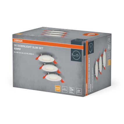 Osram - Set van 3 SLIM LED inbouwspots, 4,5 W, 230 V