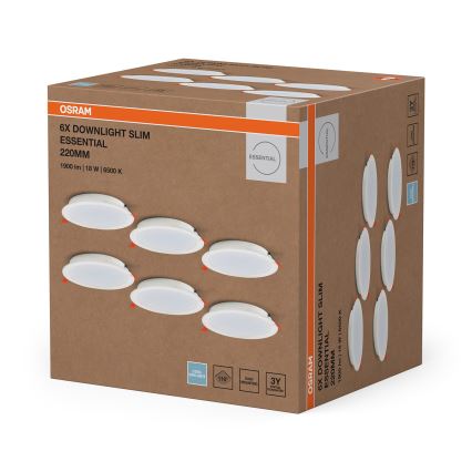 Osram - Set van 6 LED-inbouwspots ESSENTIAL LED/18W/230V 6500K Ø 22 cm wit