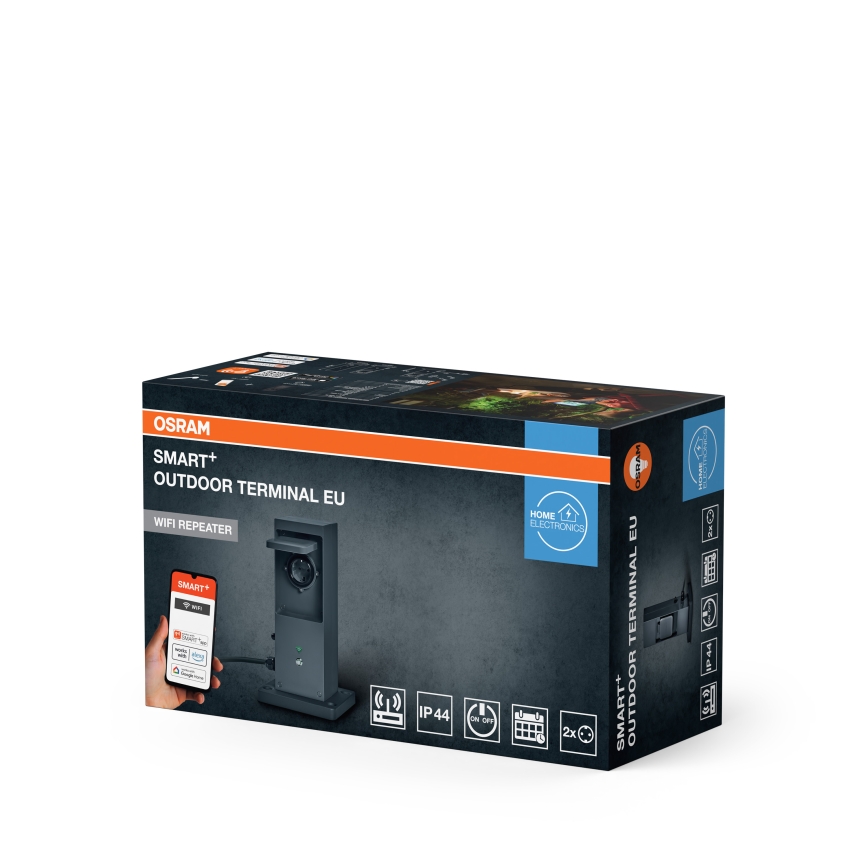 Osram - Slimme buitenstopcontactzuil 2x SCHUKO met Wi-Fi-repeater IP44