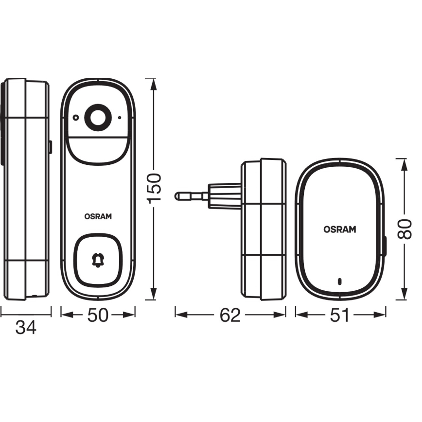 Osram - Slimme videodeurbel met 2K-sensor SMART+ 230V IP66 Wi-Fi