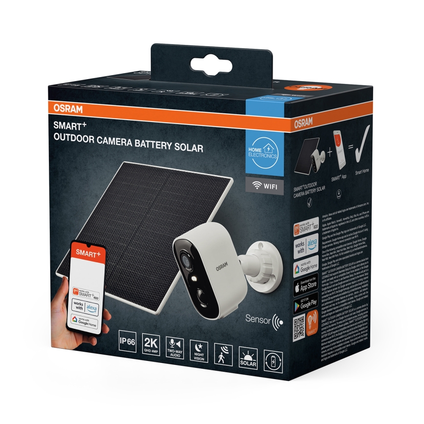 Osram - Slimme zonnecamera met 2K-sensor SMART+ 5V 5200 mAh IP66 Wi-Fi
