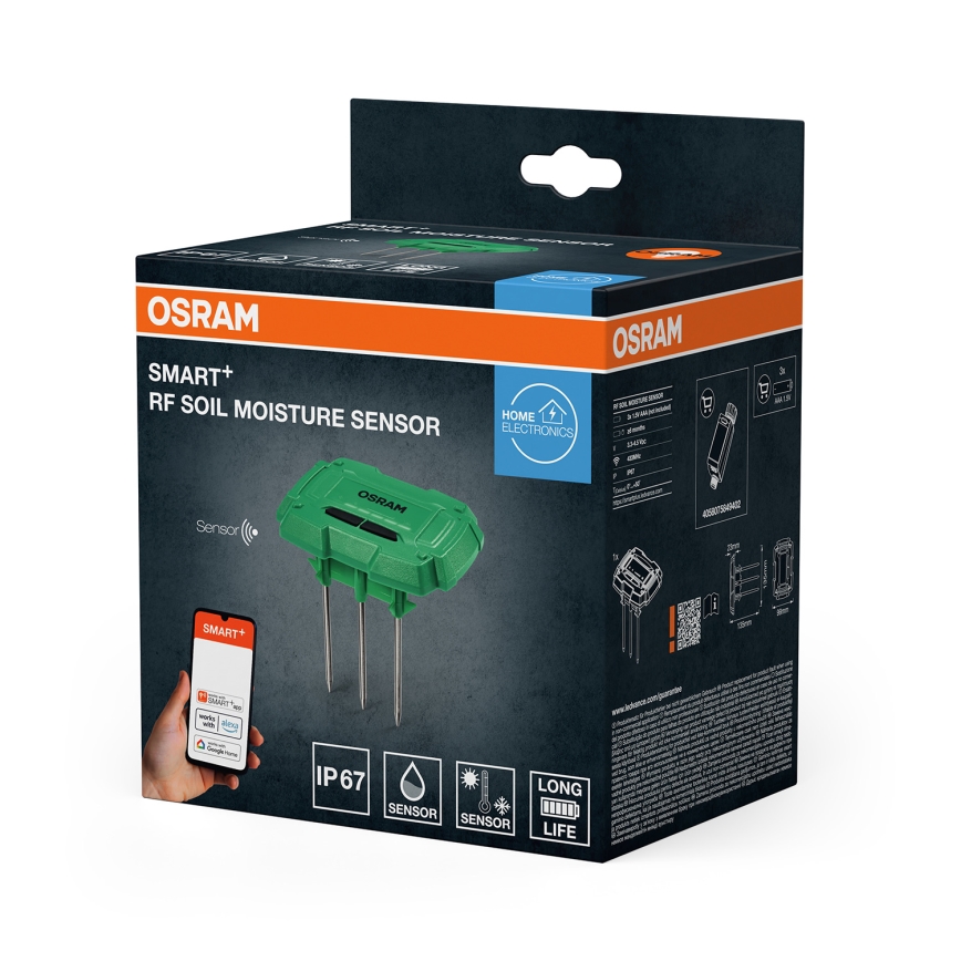 Osram - SMART+ sensor voor bodemvochtigheid en temperatuur, 3x AAA, IP67, Wi-Fi
