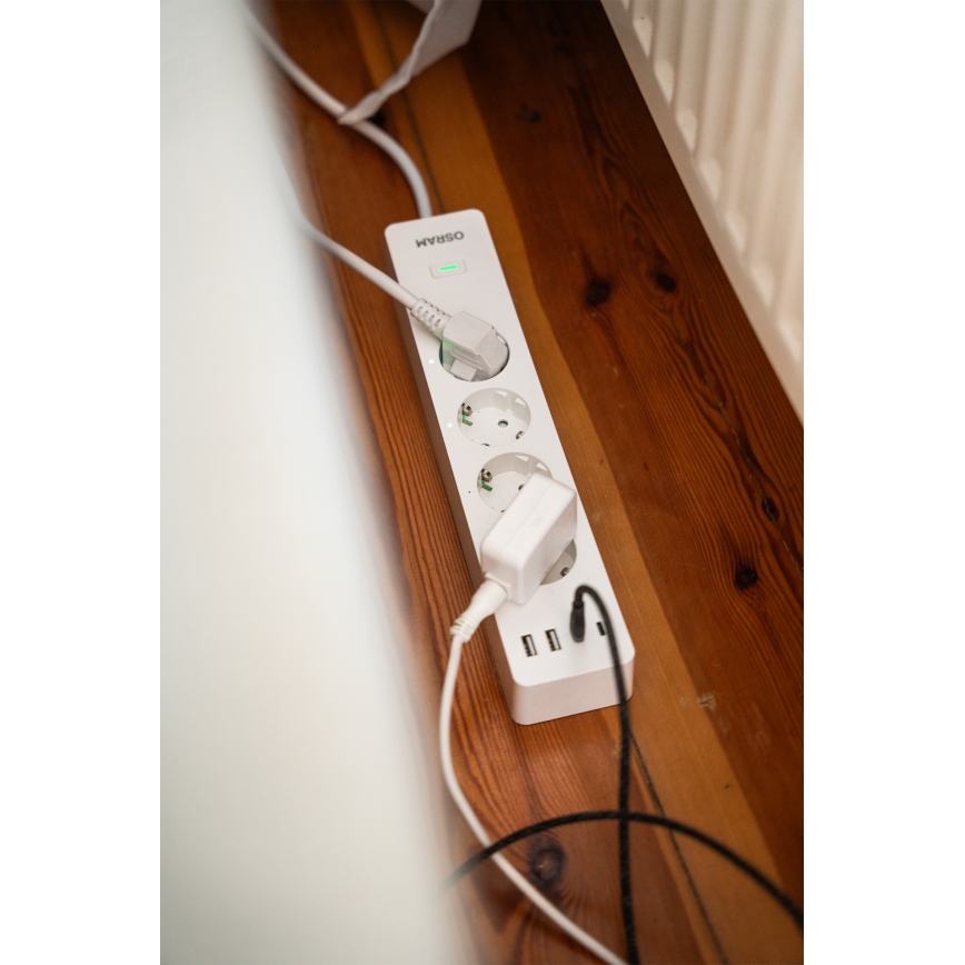 Osram - SMART+ verlengkabel 4Z type F + 2xUSB-A + 2xUSB-C Wi-Fi