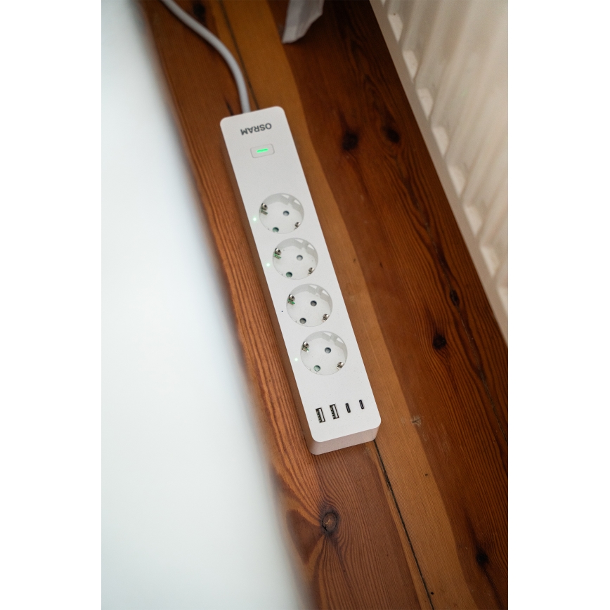 Osram - SMART+ verlengkabel 4Z type F + 2xUSB-A + 2xUSB-C Wi-Fi