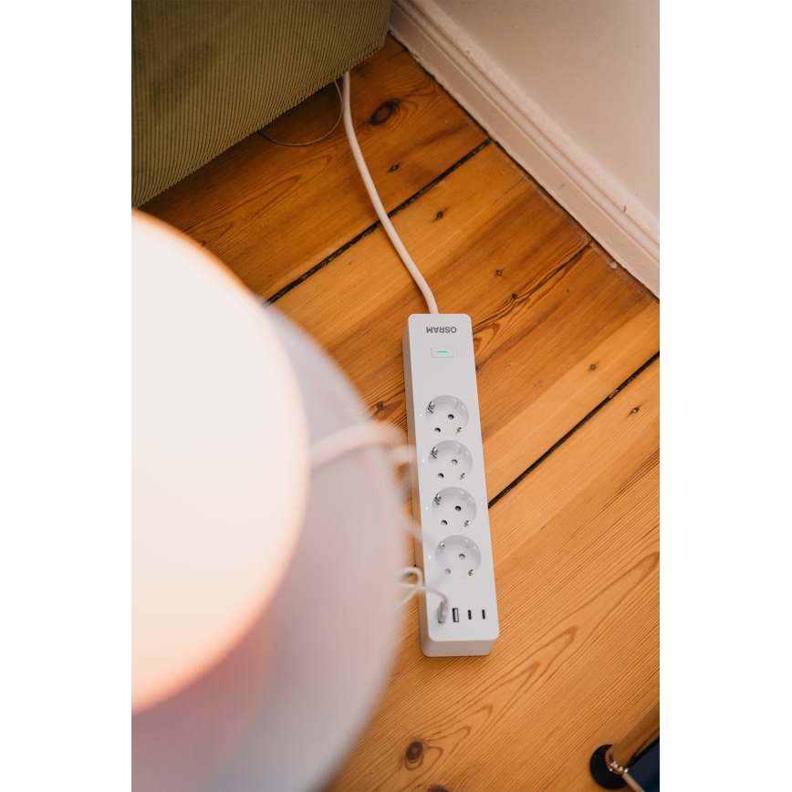 Osram - SMART+ verlengkabel 4Z type F + 2xUSB-A + 2xUSB-C Wi-Fi