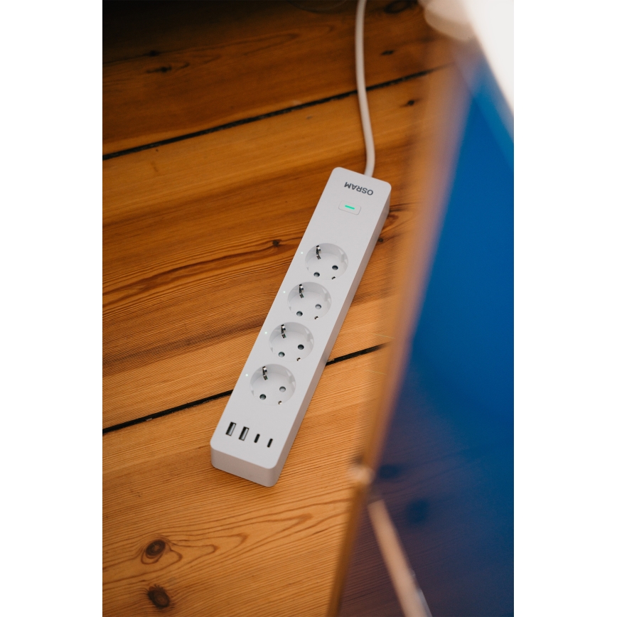 Osram - SMART+ verlengkabel 4Z type F + 2xUSB-A + 2xUSB-C Wi-Fi