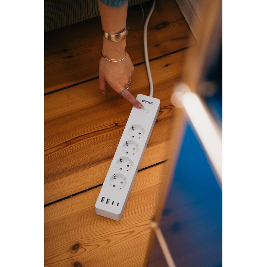 Osram - SMART+ verlengkabel 4Z type F + 2xUSB-A + 2xUSB-C Wi-Fi