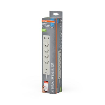 Osram - SMART+ verlengkabel 4Z type F + 2xUSB-A + 2xUSB-C Wi-Fi