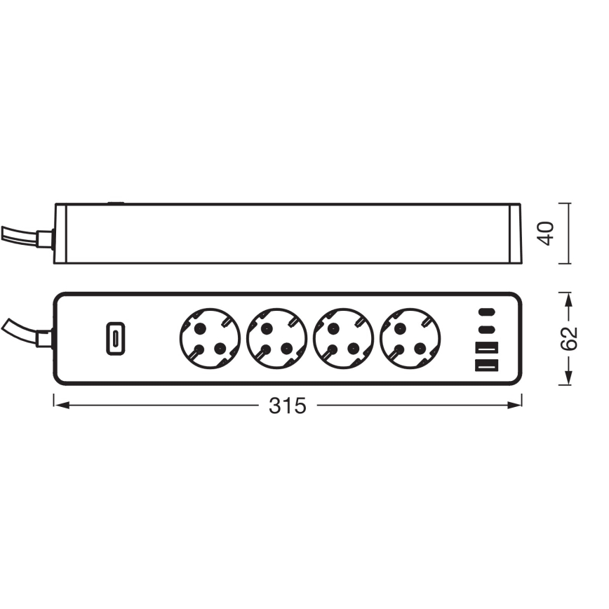 Osram - SMART+ verlengkabel 4Z type F + 2xUSB-A + 2xUSB-C Wi-Fi
