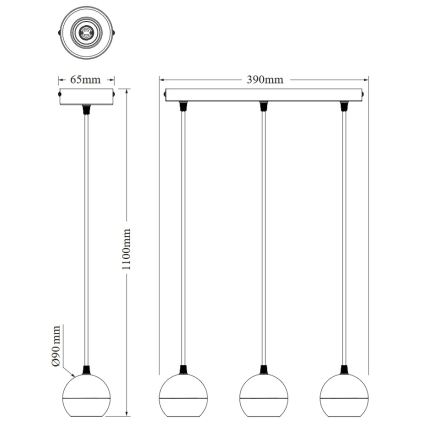 Osram - SPOT SPHERAL hanglamp met ophangkabel 3xGU10/6W/230V wit