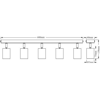 Osram - Spotarmatuur ELEMENTAL 5xGU10/6W/230V