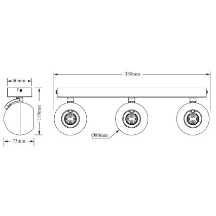 Osram - Spotarmatuur SPOT SPHERAL 3xGU10/6W/230V zwart