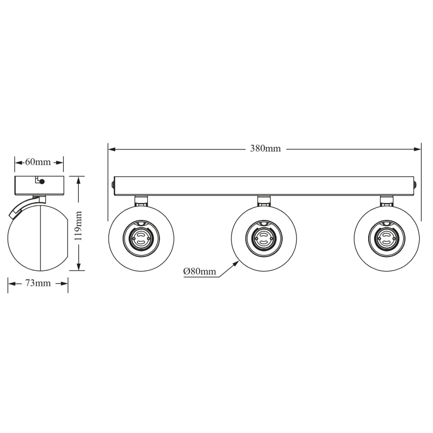 Osram - Spotarmatuur SPOT SPHERAL 3xGU10/6W/230V zwart
