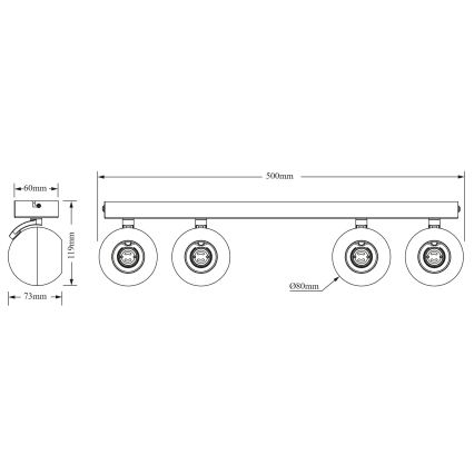 Osram - Spotarmatuur SPOT SPHERAL 4xGU10/6W/230V zwart